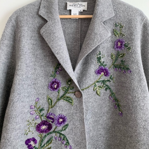 SOLD!Vintage Rickie Freeman for Teri Jon Grey Coat - Picture 10 of 14